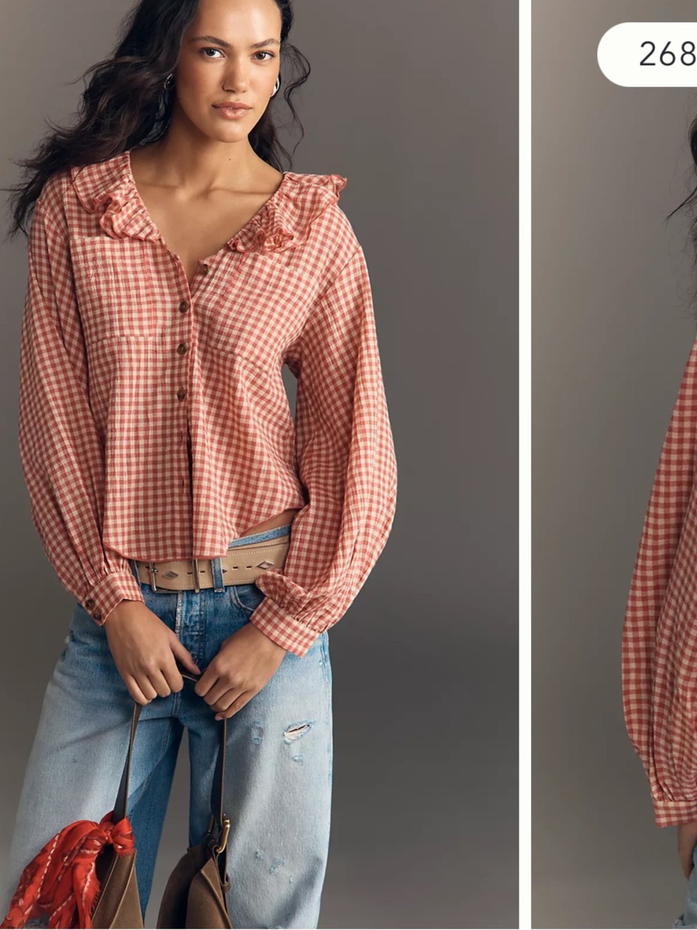 Remy Ruffle Collar Buttondown Shirt by Pilcro